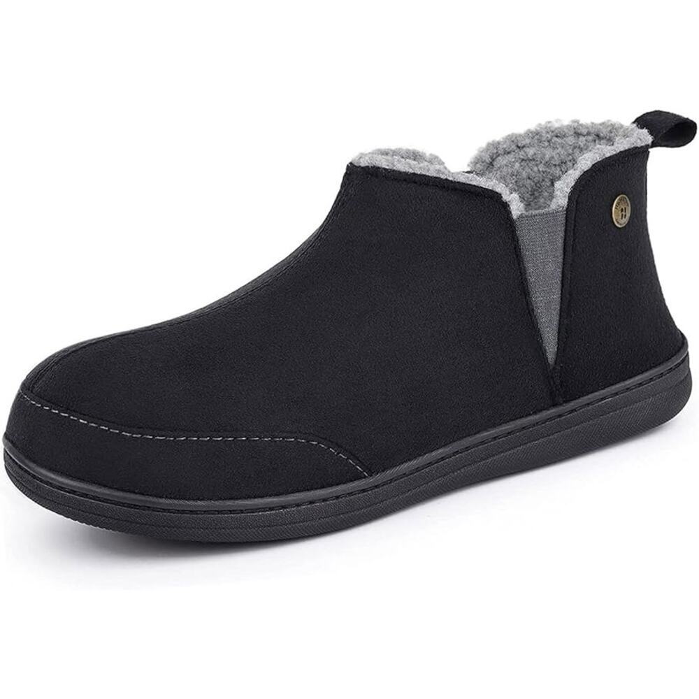 HomeTop Men's Soft Microsuede Sherpa Lined House Shoes with Elastic Dual Gores - Picture 6 of 6
